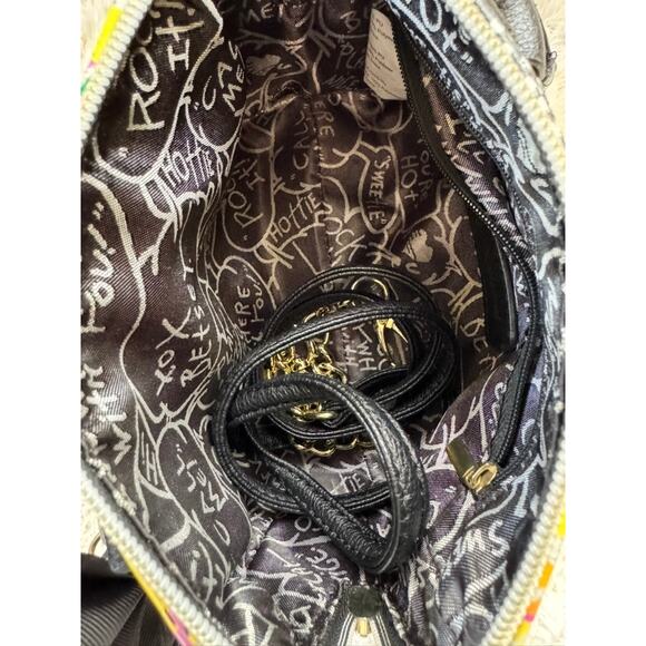 BETSY JOHNSON Mini Floral and Black White Polka Dot Satchel Crossbody Handbag - Picture 5 of 16